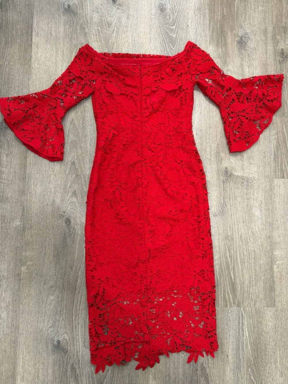 NWT Shoshanna Midnight Wells Off-The-Shoulder Lace Dress Ruby Red Size 2